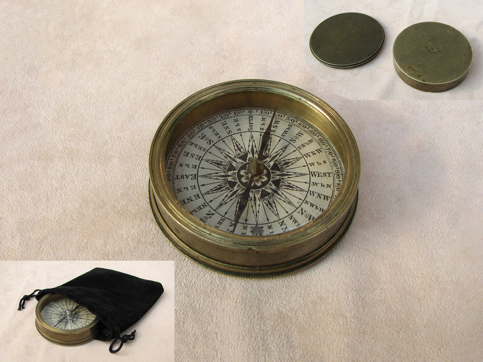 19th century Georgian brass cased compass with lid